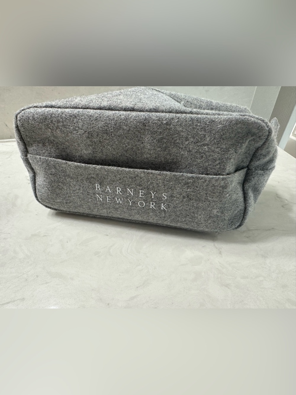 Barneys New York Gray Cosmetic Case with Front Slip Pocket